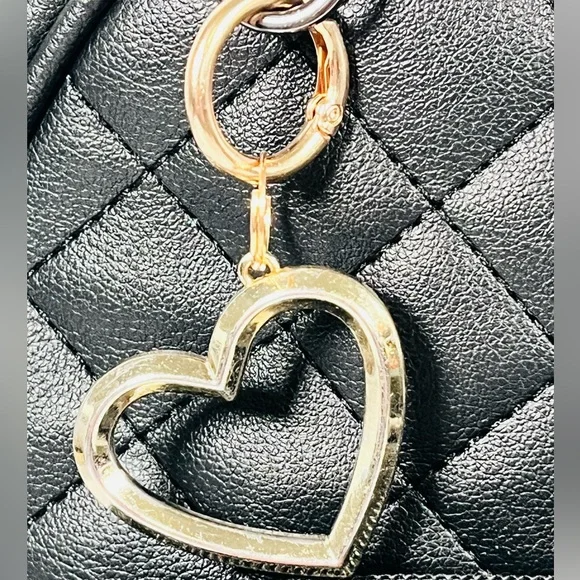 Gold Tone Heart Bag Charm Keychain - Picture 2 of 4
